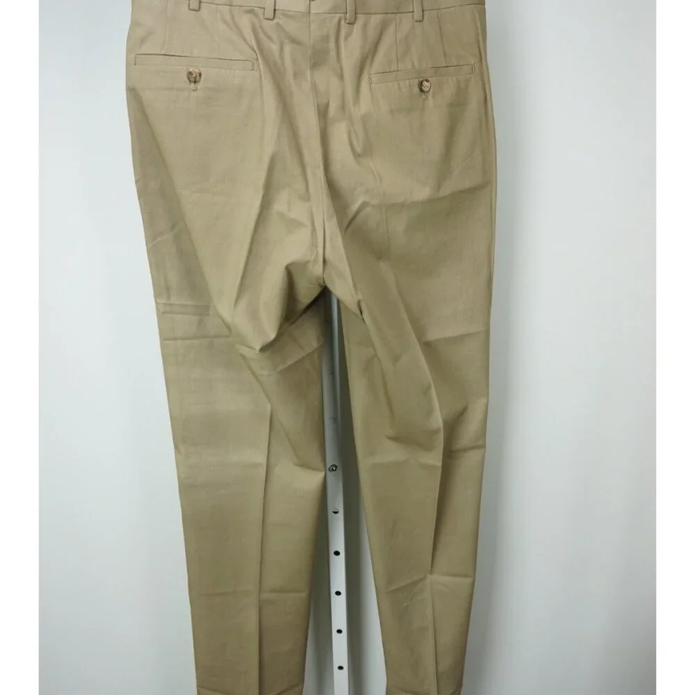 Luigi Borrelli Khaki Brown 100% Cotton Pants Sz 48 NEW